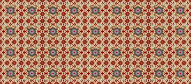 Süslü dekorasyon. Raster illüstrasyonu. Damask altın soyut çiçek bej, kahverengi ve kırmızı renklerde kusursuz desen.