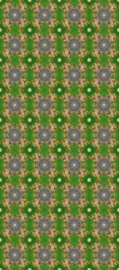 Yeşil, gri ve kahverengi renklerde altın yinelenen elementlerle soyut arkaplan. Kusursuz oryantal klasik altın desen.