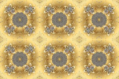 Kusursuz klasik altın desen. Altın rengi bej, sarı ve gri renkli altın elementler. Raster geleneksel oryantasyon süsü.