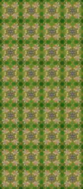 Barok tarzında duvar kağıdı tasarımı için kusursuz damaske deseni arkaplanı. Altın desenli yeşil, kahverengi ve bej renklerde altın elementler. Süslü raster dekorasyonu.