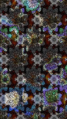 Şatafatlı bahar bahçesi dokusu. Çiçek deseni. Raster illüstrasyonu. Çiçek çizimi arkaplanı.