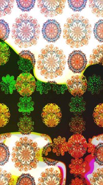 Raster illüstrasyonundaki çiçek desenli çizim. Gri renkli çiçekler.