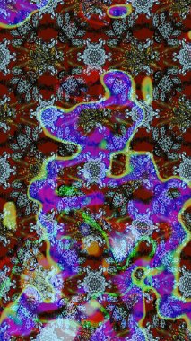 Ultraviyole kumaş deseni. Çizim kalıbı. Raster illüstrasyonu. Organik motif arkaplanı.