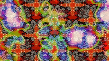 Bej ve nötr renklerde Asya tekstili. Raster illüstrasyonu. Çiçek desenini çiz.