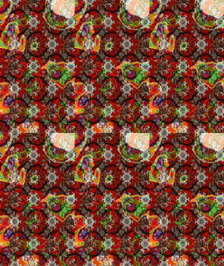 Çiçek süslemeli çizim deseni. Raster illüstrasyonu. Kırmızı renkte çiçekler.