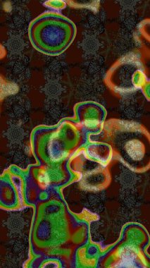 Raster illüstrasyonu. Kahverengi ve gri renklerde. 3D çiçekler, çizim.