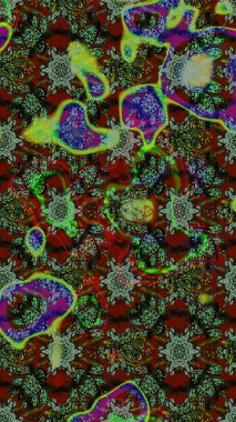 Eskiz arkaplan modeli. Raster - stok. Yapraklı çiçekler ve yeşil ve gri renkli papatya çiçekleri..