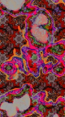 Kahverengi renkte çok kahverengi, zarif küçük çiçekler ve komik böcekler, raster desen, illüstrasyon.