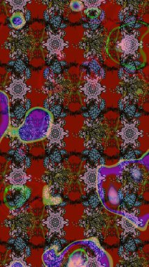 Düz Çiçek Elementleri Tasarım Raster illüstrasyonu. Çiçekli çiçek deseni, suluboya. Kırmızı ve kahverengi renkte çiçekler. Renkli Bahar Teması çizim şablonu.