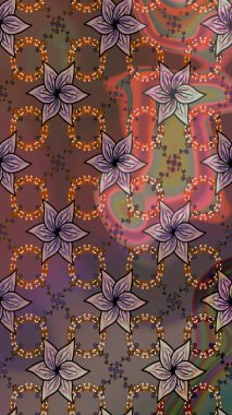 Renkli Bahar Teması eskiz kalıbı. Düz Çiçek Elementleri Tasarımı. Raster illüstrasyonundaki çiçek desenli çizim. Kahverengi renkte çiçekler.