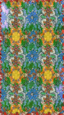 Çiçekler suluboya eskiz deseni. Raster Stili kumaş deseni.