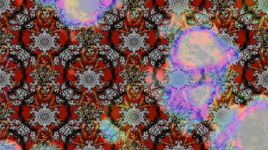 Düz Çiçek Elementleri Tasarımı. Renkli Bahar Teması eskiz kalıbı. Süslü kumaş deseni. Raster illüstrasyonunda çiçek deseni çizimi.