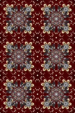 Altın element kahverengi, kırmızı ve gri renklerde. Barok tarzında altın çiçek süsü. Antika altın tekrarlanabilir duvar kağıdı. Damask arkaplanı tekrarlayan kusursuz desen.