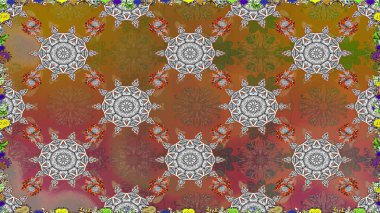 Raster illüstrasyonu. Kahverengi renklere karalamalar çizen kusursuz çiçek deseni.