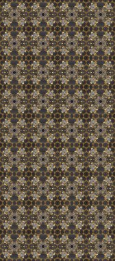 Raster illüstrasyonu. Gri, kahverengi ve bej renklerde, altın ve soyut desenli bir çiçek. Süsleme.