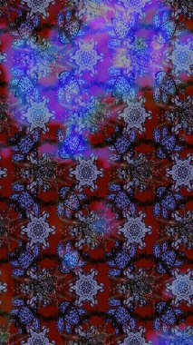 Mor, mavi ve kahverengi renkte çiçekler. Düz Çiçek Elementleri Tasarımı. Renkli Bahar Teması eskiz kalıbı. Raster illüstrasyonunda çiçek deseni çizimi.