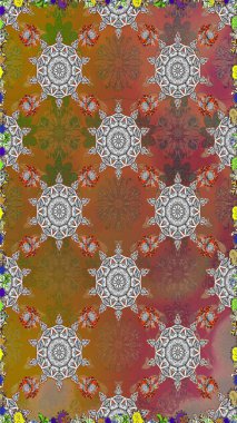 Raster illüstrasyonu. Kahverengi renklere karalamalar çizen kusursuz çiçek deseni.