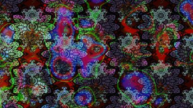 Ultraviyole kumaş deseni. Raster illüstrasyonu. Çizim kalıbı. Organik motif arkaplanı.