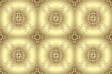 Geleneksel klasik altın desen. Barok tarzında kusursuz bir doğulu süsü. Raster oryantal süs. Altından elementlerle bej ve nötr renklerde altın desen.