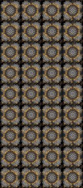 Islamic design. Floral tiles. Golden pattern on gray, brown and black colors with golden elements. Raster golden textile print. Seamless pattern oriental ornament.