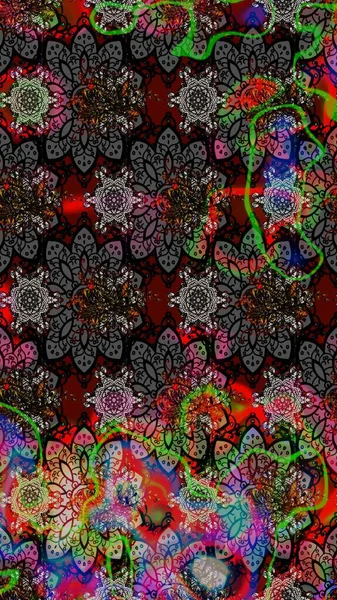 Raster illüstrasyonu. Anti-stres için soyut örnek sayfası. Siyah ve gri renklerde.