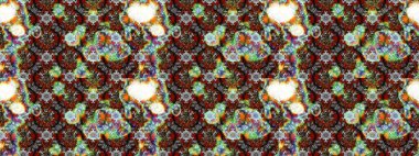 Raster illüstrasyonu. Asya tekstil tarzında. Raster illüstrasyonu. Gri ve kahverengi renkli çiçekler. Çiçek desenini çiz.