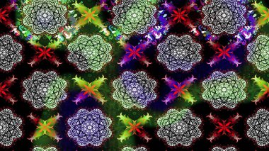 El çizimi Raster çizimi. Parlak elementlerin. Çizim çiçek deseni duvar kağıdı, web sitesi arkaplanı, paket kağıdı, davetiye, broşür, pankart veya web sitesi için kullanılabilir.