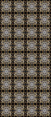 Çiçekli süslemeli Raster. Gri, kahverengi ve bej renkli geleneksel Arap dekoru. Doğu tarzında klasik tasarım öğesi. Süslü dantel iz sürücü. Duvar kağıdı için altın süslü illüstrasyon.