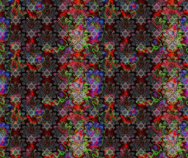 Çizim çiçek deseni duvar kâğıdı olarak kullanılabilir. Siyah renkli çiçekler. Raster illüstrasyonu.