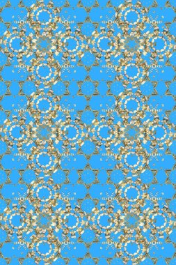 Tarafsız, mavi ve bej renklerde Art Deco Deseni. Ambalajlar, duvar kağıtları, kumaş tasarımı ve kağıt için hoş bir arkaplan. Raster illüstrasyonu. Eski model sanat tasarımı. Kusursuz..