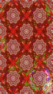 Kusursuz. Kırmızı ve kahverengi renkte çiçekler. Raster illüstrasyonu. Şirin çiçek elementleri..