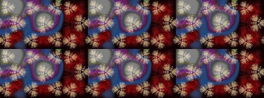 Çiçekler, yaprakları ile halk tarzında Dikişsiz çiçek deseni. Raster Illustration. El çizilmiş.