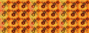 Raster illüstrasyonu. Turuncu ve sarı renkli yaz çiçekleri. Raster deseni. Küçük çiçekte sevimli çiçek deseni var..