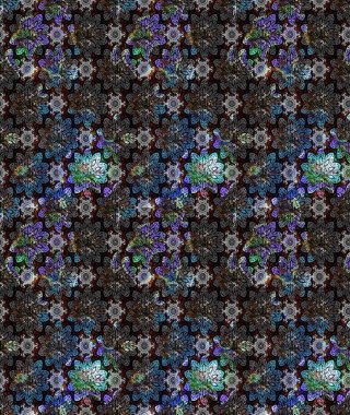 Raster illüstrasyonu. Şatafatlı bahar bahçesi dokusu. Flower eskiz arka planı. Çiçek deseni.