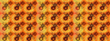 Raster illüstrasyonu. Turuncu ve sarı renkli yaz çiçekleri. Raster deseni. Küçük çiçekte sevimli çiçek deseni var..