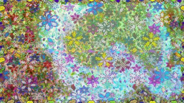 Sevimli çiçek raster deseni. Kusursuz Renksiz Bahar Temalı Kusursuz Arkaplan. Tarafsız ve yeşil renklerde çiçekler. Düz Çiçek Elementleri Tasarımı.