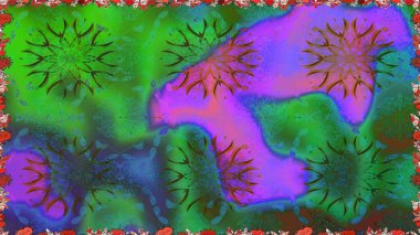 Modern yeşil ve menekşe arkaplan duvar kâğıdı çizgileri, desenli desenli desenli çiçekler, çiçekli süsler. Çiçekli el, pürüzsüz desen..