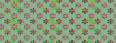 Retro tekstil tasarım koleksiyonu. El çizimi çiçek unsurları olan soyut çizim raster deseni. 1950-1960 motifleri. Mavi maviye. Çiçekli ipek eşarp..