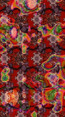 Nakış desenli çiçek deseni. Renkli grunge renkli çiçeklerle soyut bir arka plan oluşturur. İzler, kumaş, duvar kağıtları, tekstil için raster dokusu.