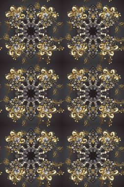 Damask altın soyut çiçek renkler üzerinde kusursuz desen. Raster illüstrasyonu. Süsleme.