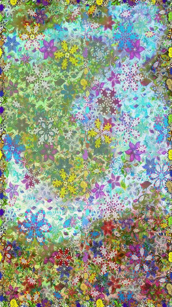 Düz Çiçek Elementleri Tasarımı. Tarafsız ve yeşil renklerde çiçekler. Sevimli çiçek raster deseni. Kusursuz Renksiz Bahar Teması Kusursuz Arkaplan.