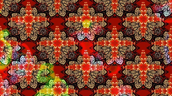 Flat Flower Elements Design. Colour Spring Theme sketch pattern Background. Raster illustration. Sketch floral pattern with flowers, watercolor. Flowers on red colors.