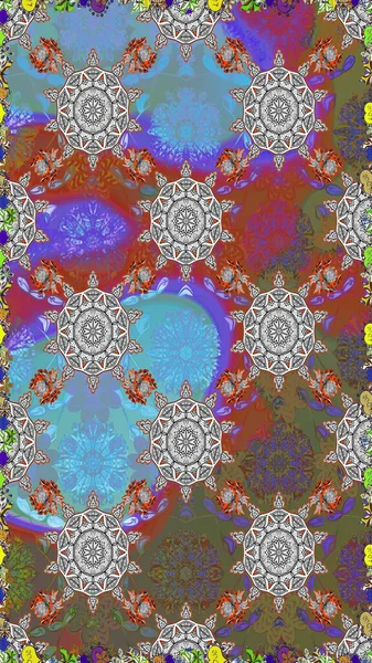 Renkli kahverengi ve gri, pürüzsüz desen. Doodle tarzı. Kahverengi ve gri renkli çiçekler. El çizimi dikişsiz sonbahar çiçekleri deseni. Tekstil ve kapak tasarımı için mükemmel.