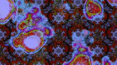 Renkli Bahar Teması eskiz kalıbı. Raster illüstrasyonundaki çiçek desenli çizim. Düz Çiçek Elementleri Tasarımı. Mavi, mor ve kahverengi renkte çiçekler.