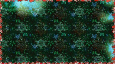 Renkli Bahar Temalı Kusursuz Arkaplan. Kusursuz bir mahsul. Düz Çiçek Elementleri Tasarımı. Raster Şirin kumaş deseni.