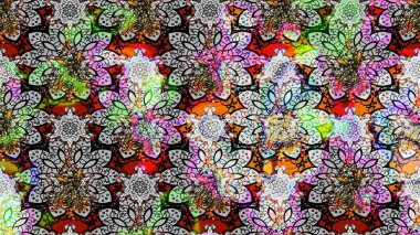 Süslü kumaş deseni. Çiçekli çiçek deseni, suluboya. Raster deseni.