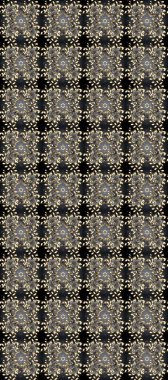 Gri, bej ve kahverengi renklerde, altın rengi soyut desenli çiçek deseni. Süslü dekorasyon. Raster illüstrasyonu.