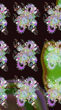 Raster illüstrasyonu. Çiçek süslemeli çizim deseni. Gri renkli çiçekler.