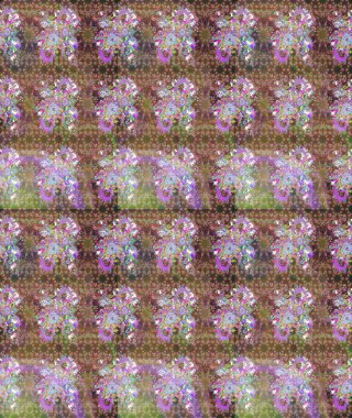 Kahverengi renkli bitkilerden oluşan parlak çiçekli çizim deseni.