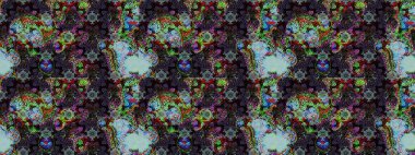 El çizimi çiçek çizimi deseni (fayans). Tekstil için suluboya eskiz deseni. Sevimli çiçekli, desenli, siyah renkli çizim deseni.